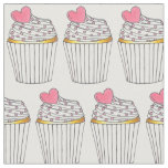 Pink Heart Cupcakes Cake Frosting Sprinkles Love Fabric