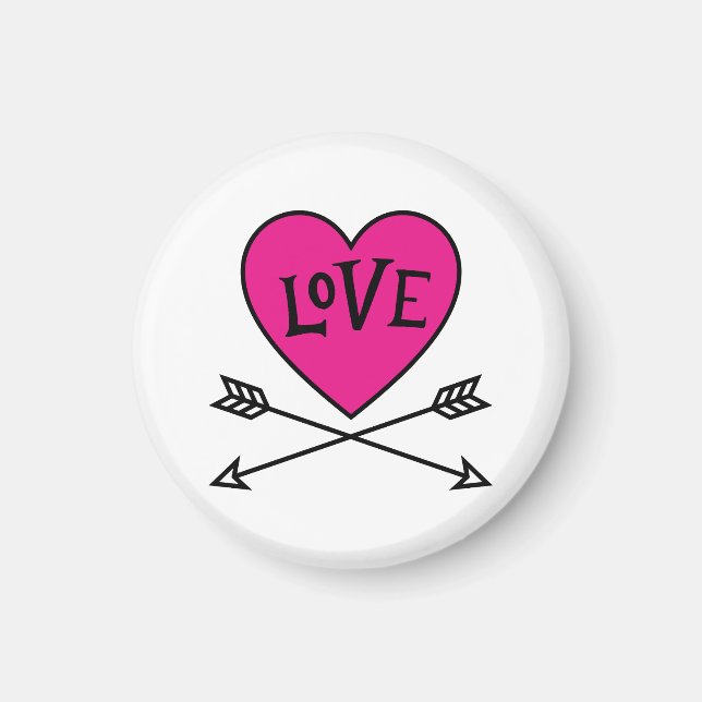 Pink Heart Cupid's Bows LOVE Magnet (Front)