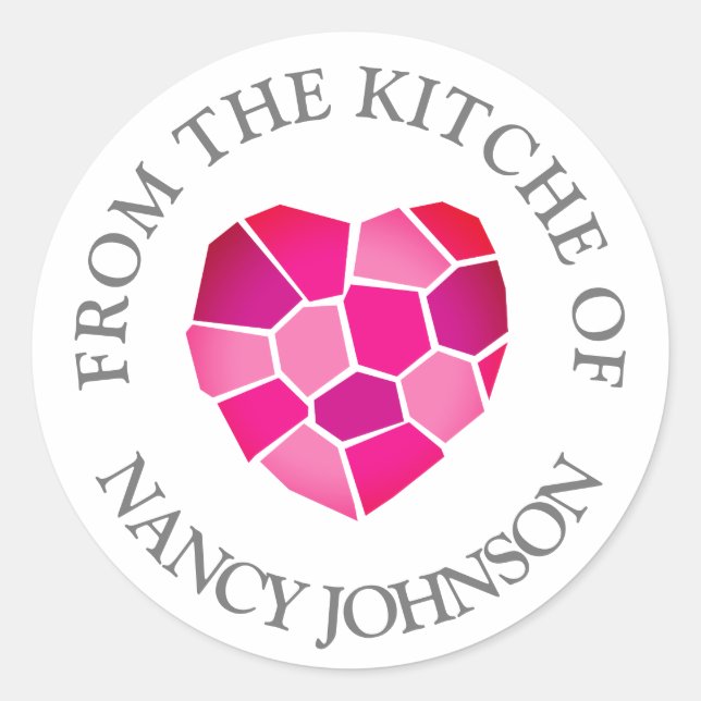 Pink heart custom From the kitchen of stickers (Front)