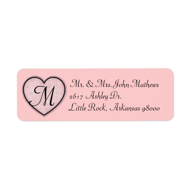 Pink Heart Custom Return Address Label (Front)
