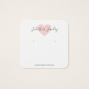 Pink Heart Cute Custom Earring Holder Card