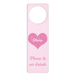 Pink Heart Cute Do not Disturb Girly Name Door Hanger