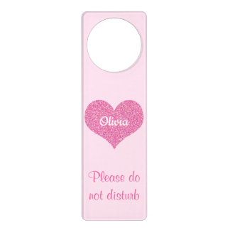 Pink Heart Cute Do not Disturb Girly Name Door Hanger