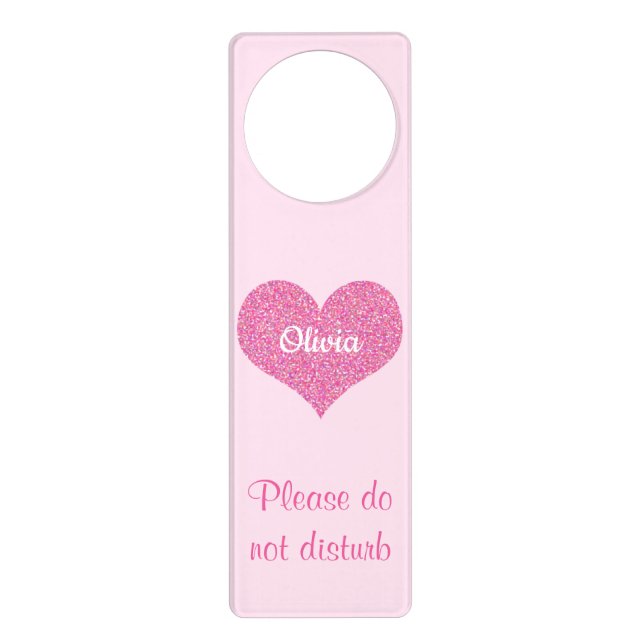 Pink Heart Cute Do not Disturb Girly Name Door Hanger (Front)