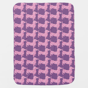 Pink Heart Dachshund Baby Blanket