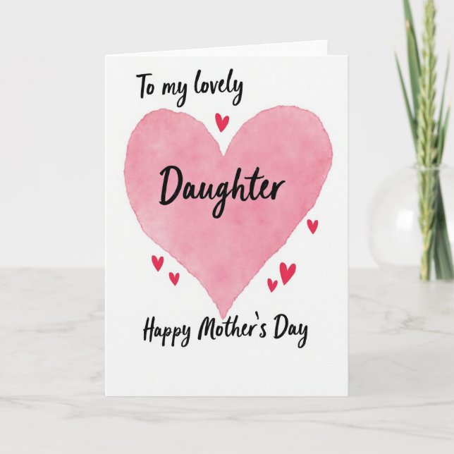 Pink Heart Daughter Card (Front)