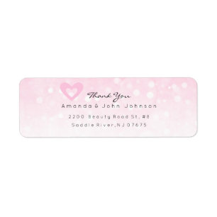 Pink Heart Delciate Thank You Wedding Label