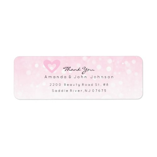 Pink Heart Delciate Thank You Wedding Label