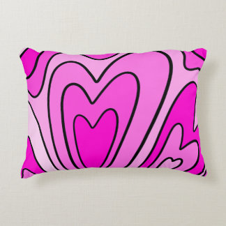 Pink heart design accent pillow