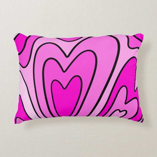 Pink heart design accent pillow (Front)