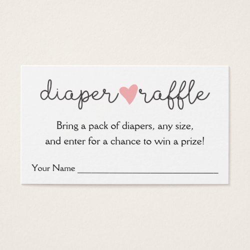 Pink Heart Diaper Raffle Girl Baby Shower