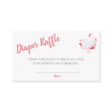 Pink Heart Diaper Raffle Girl Baby Shower Enclosure Card Pink Heart Diaper Raffle Girl Baby Shower Enclosure Card