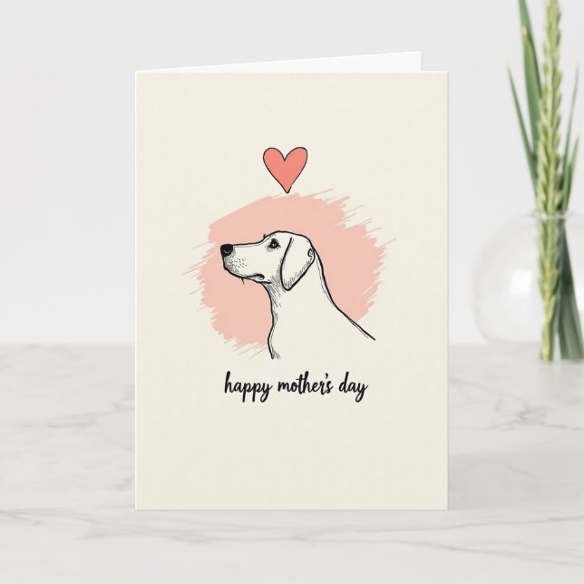 Pink Heart Dog Mothers Day Card (Front)