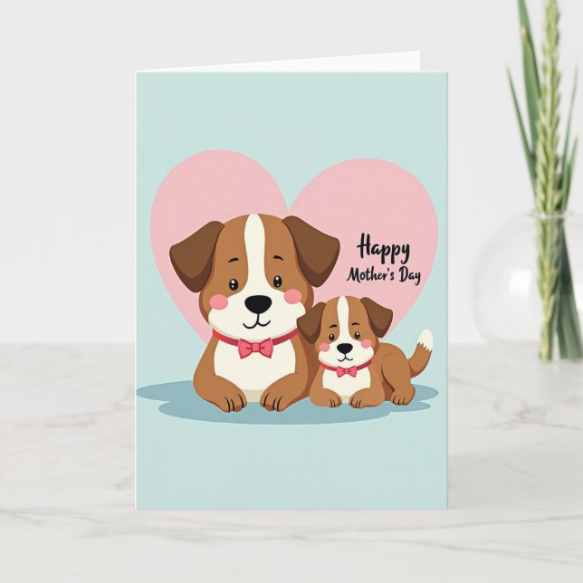 Pink Heart Dogs Card (Front)