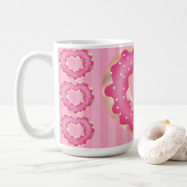 Pink Heart Doughnut Coffee Mug (With Donut)
