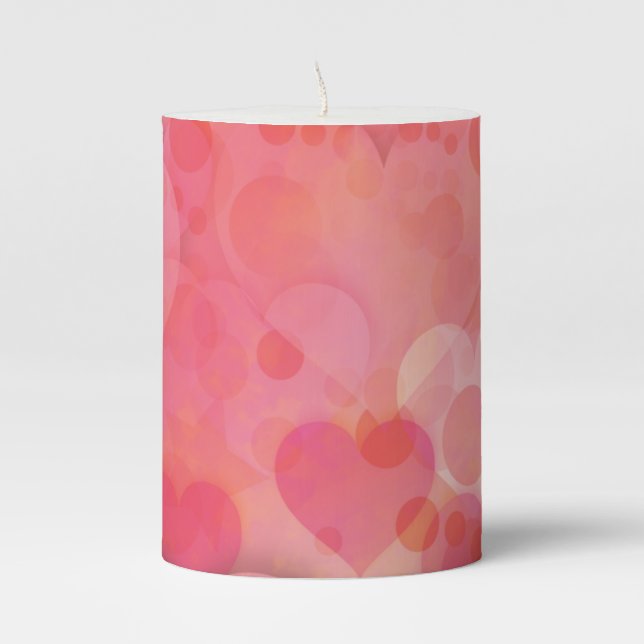 Pink Heart Dreams Pillar Candle (Front)