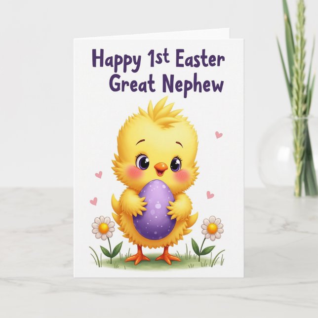 Pink Heart Easter Nephew Card (Front)