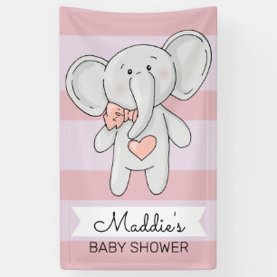 Pink Heart Elephant Add Name & Event Banner