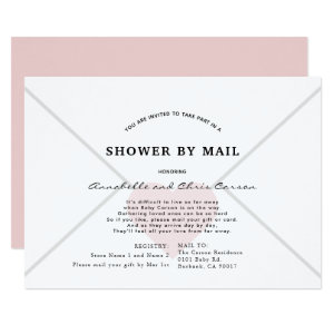 Pink Heart Envelope White Baby Shower By Mail Invitation