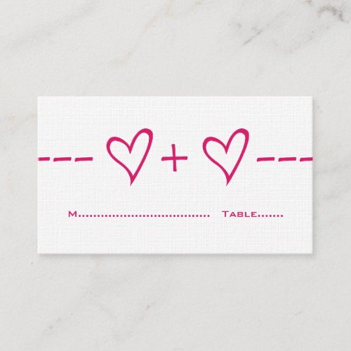 Pink Heart Equation Place Card