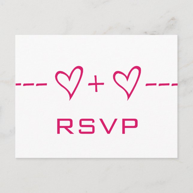 Pink Heart Equation RSVP Postcard (Front)