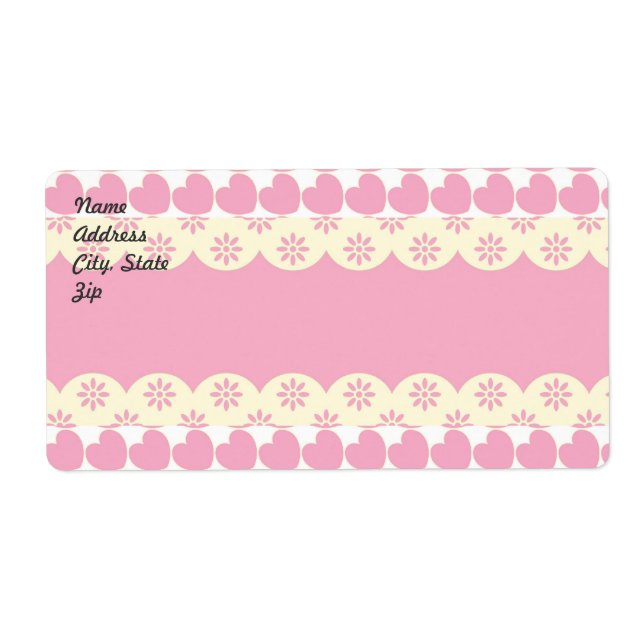 Pink Heart Eyelet Shipping Label (Front)