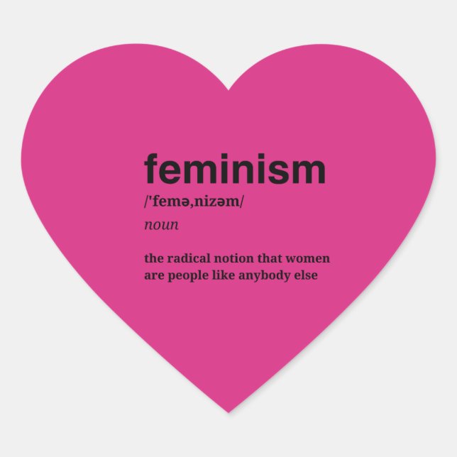 Pink Heart Feminist Sticker (Front)