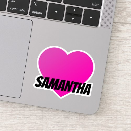 Pink Heart First Name with Black Text Sticker