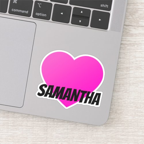 Pink Heart First Name with Black Text Sticker