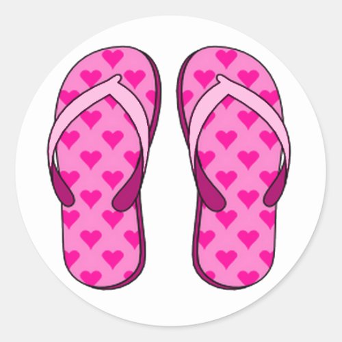 Pink Heart Flip Flop Stickers