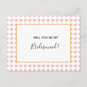 Pink Heart Floral Garland Matron of honor Invitation Postcard