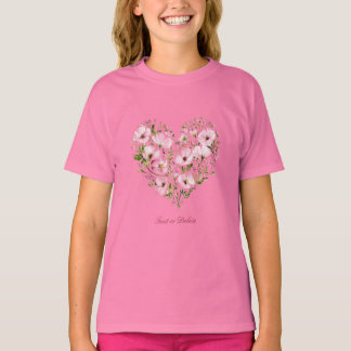 Pink Heart Floral Girl T-Shirt