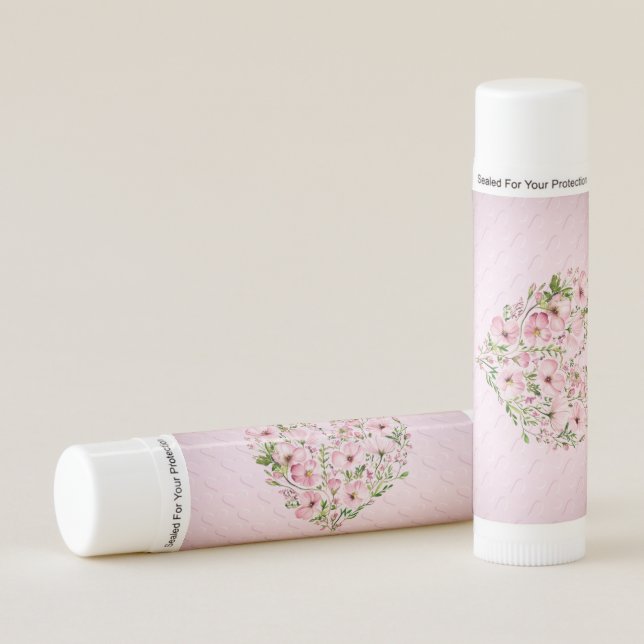 Pink Heart Floral Lip Balm (Front)