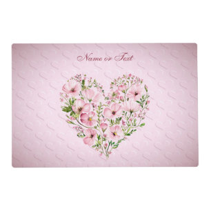 Pink Heart Floral Placemat