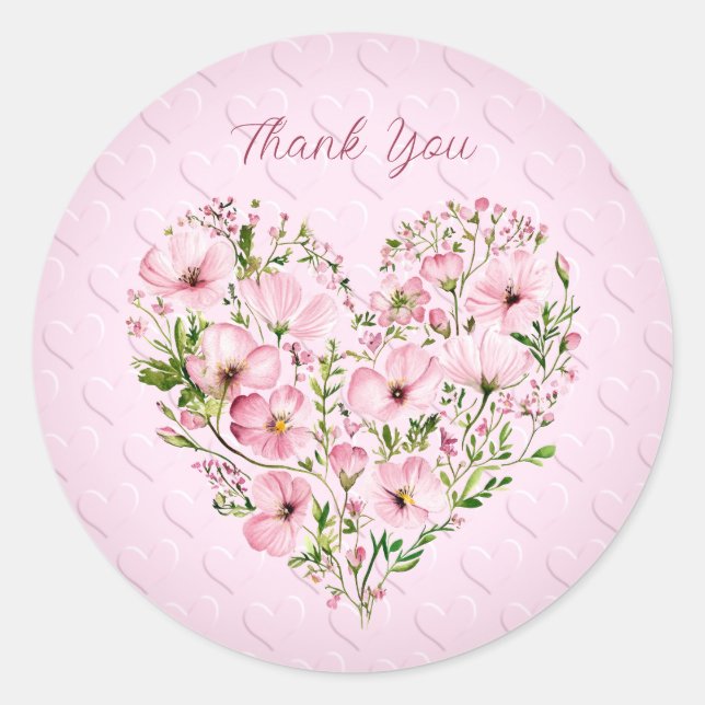 Pink Heart Floral Sticker (Front)