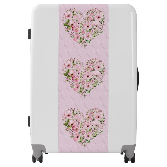 Pink Heart Floral Suitcases (Front)