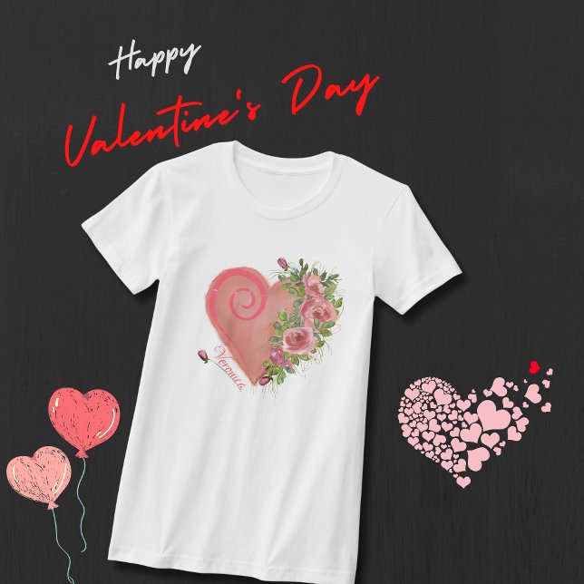 Pink Heart Floral  T-Shirt ( Pink Heart Floral T-Shirt )