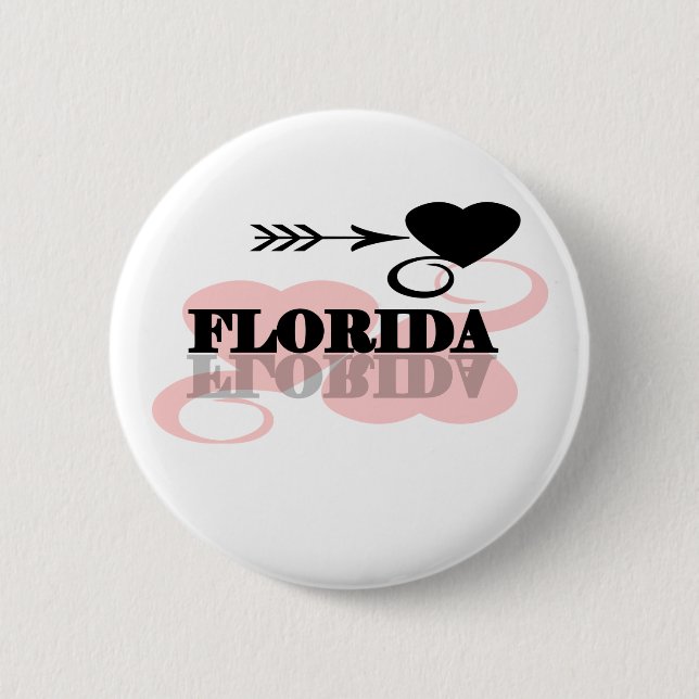 Pink Heart Florida Pinback Button (Front)