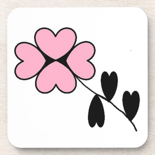 PINK HEART FLOWER COASTER (Front)