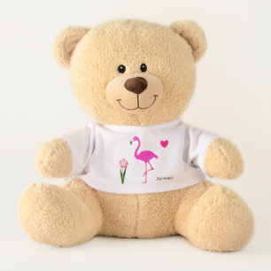 Pink heart, flower, flamingo & calligraphy teddy bear