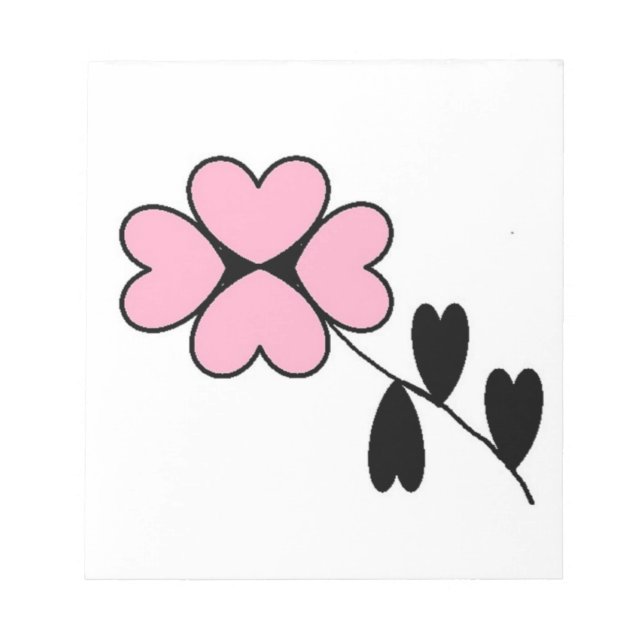 PINK HEART FLOWER NOTEPAD (Front)