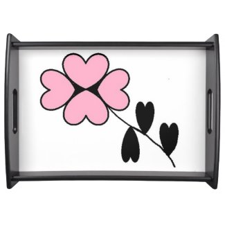 PINK HEART FLOWER SERVING TRAY