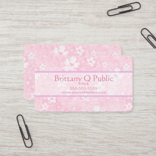 Pink Heart Flowers Business Card