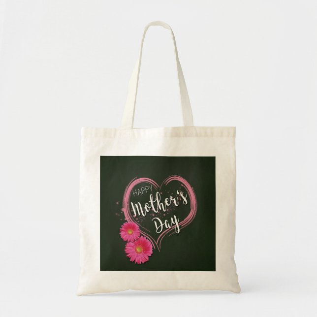 Pink Heart Flowers Mother's Day - Budget Tote Bag (Front)
