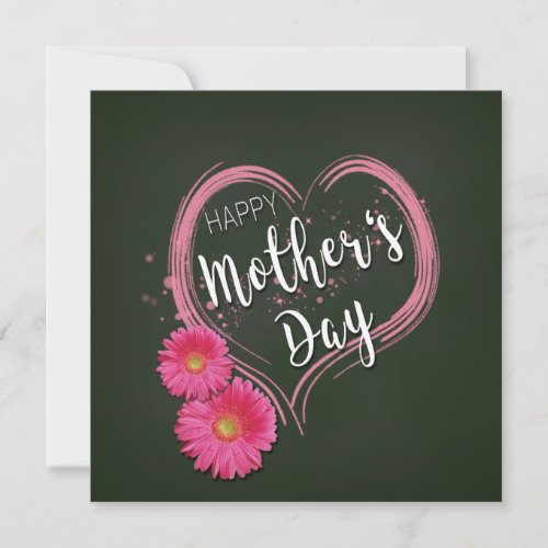 Pink Heart Flowers Mothers Day _ Card