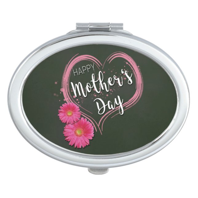 Pink Heart Flowers Mother's Day - Compact Mirror (Front)