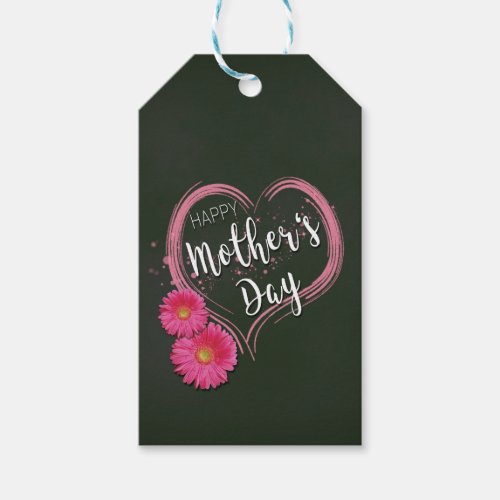 Pink Heart Flowers Mothers Day _ Gift Tag