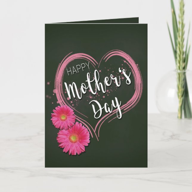 Pink Heart Flowers Mother's Day - Greeting Card (Front)