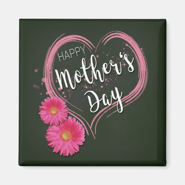 Pink Heart Flowers Mother's Day - Magnet (Front)