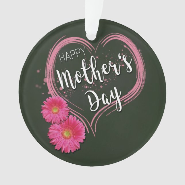 Pink Heart Flowers Mother's Day - Ornament (Front)
